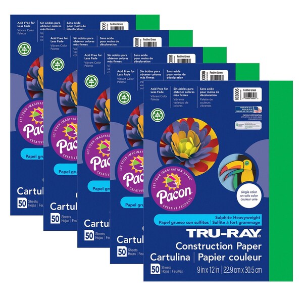 Tru-Ray Construction Paper, Festive Green, 9x12in, PK250